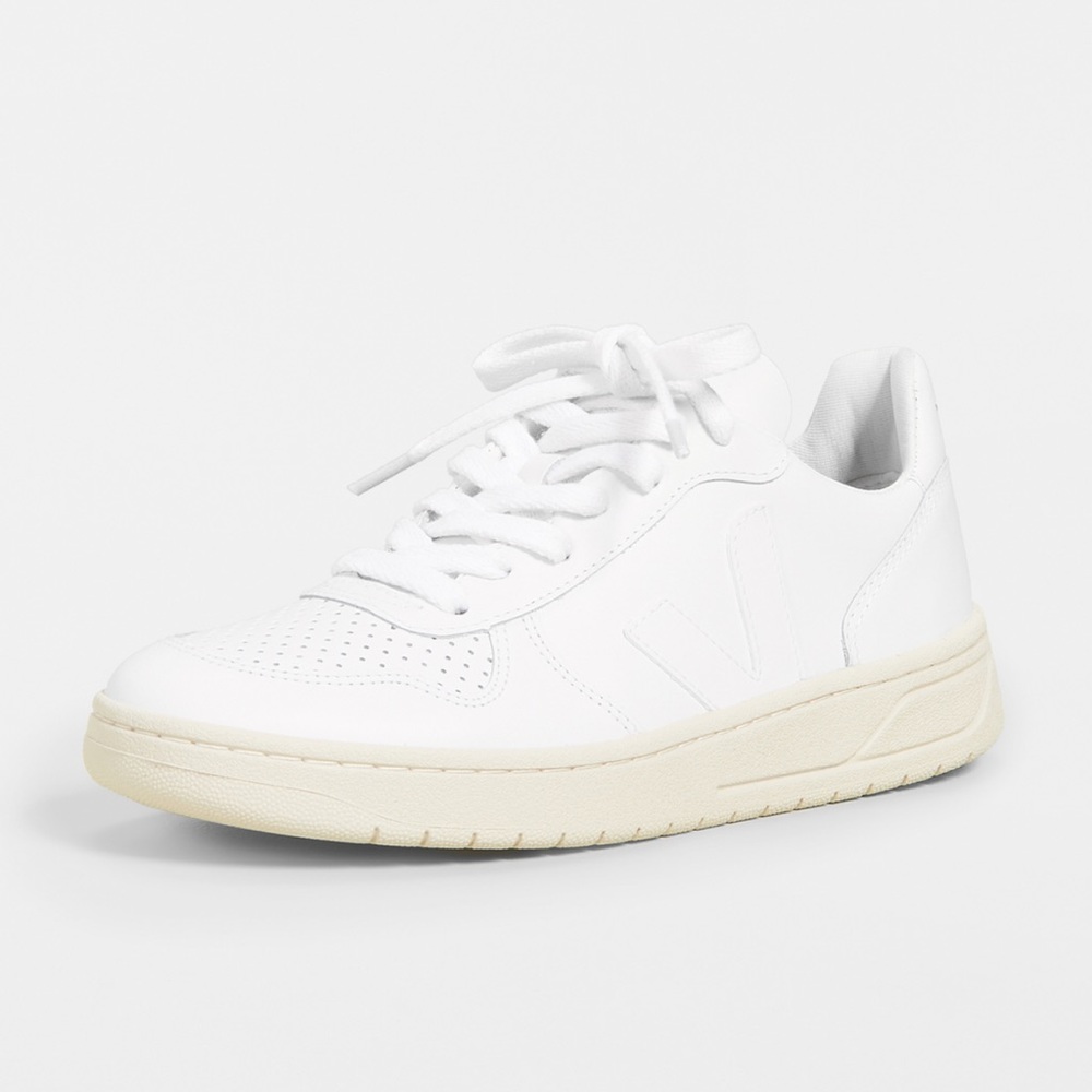 Veja V-10 Lace Up Sneakers - all white